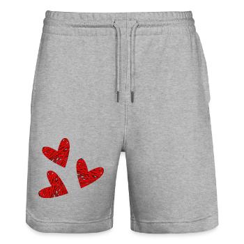 COUPLE. COEUR. NOËL. JUST MARRIED. EVJF - Short de jogging bio TRAINER Stanley/Stella unisexe - gris chiné - Devant - Nik (191cm) & Marisol (170cm)