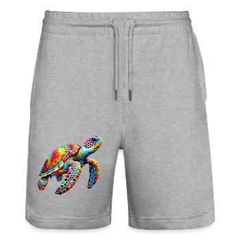 Schildkröte - Stanley/Stella Unisex Bio Joggingshorts Trainer  - Grau meliert - Vorne - Nik (191cm) & Marisol (170cm)