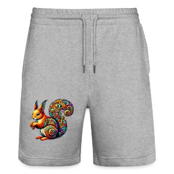 Squirrel - Stanley/Stella Trainer Unisex Organic Jogging Shorts - heather grey - Front - Nik (191cm) & Marisol (170cm)