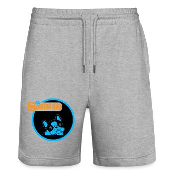 Blauer Hundekopf Logo Spoiled Dog - Stanley/Stella Unisex Bio Joggingshorts Trainer  - Grau meliert - Vorne - Nik (191cm) & Marisol (170cm)