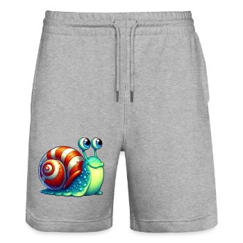 Schnecke - Stanley/Stella Unisex Bio Joggingshorts Trainer  - Grau meliert - Vorne - Nik (191cm) & Marisol (170cm)