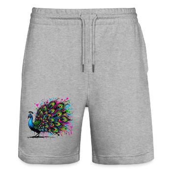 Paon - Short de jogging bio TRAINER Stanley/Stella unisexe - gris chiné - Devant - Nik (191cm) & Marisol (170cm)