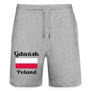 Gdańsk, Poland - Stylish prints - Stanley/Stella Trainer Unisex Organic Jogging Shorts - heather grey - Front - Nik (191cm) & Marisol (170cm)