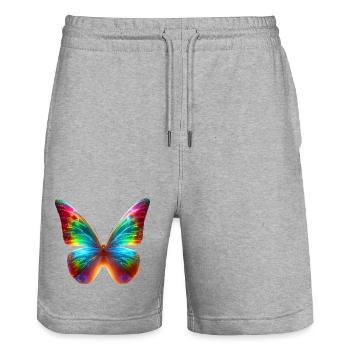 Papillon (01) - Short de jogging bio TRAINER Stanley/Stella unisexe - gris chiné - Devant - Nik (191cm) & Marisol (170cm)
