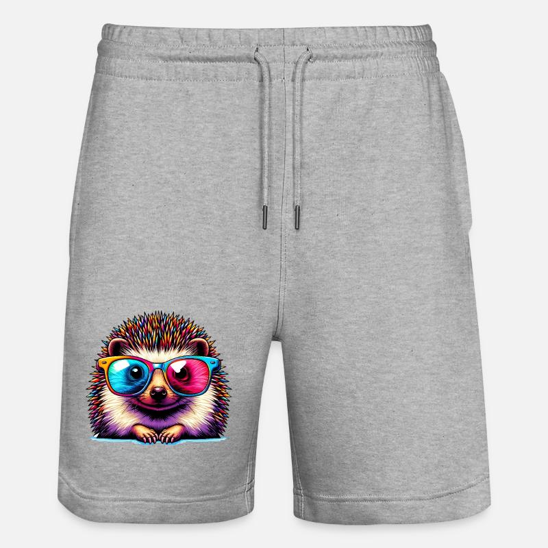 Hérisson avec lunettes de soleil - Short de jogging bio TRAINER Stanley/Stella unisexe - gris chiné