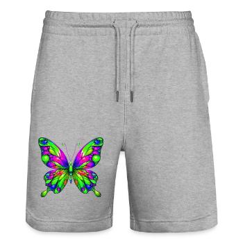 Papillon - Short de jogging bio TRAINER Stanley/Stella unisexe - gris chiné - Devant - Nik (191cm) & Marisol (170cm)