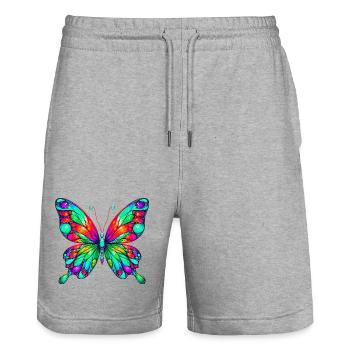 Schmetterling - Stanley/Stella Unisex Bio Joggingshorts Trainer  - Grau meliert - Vorne - Nik (191cm) & Marisol (170cm)