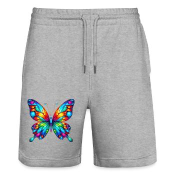 Papillon - Short de jogging bio TRAINER Stanley/Stella unisexe - gris chiné - Devant - Nik (191cm) & Marisol (170cm)