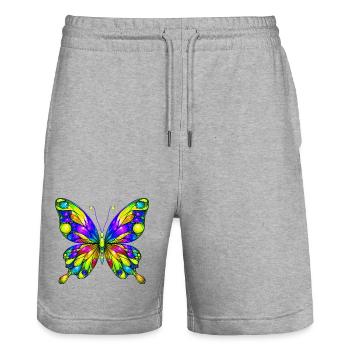 Butterfly - Stanley/Stella Trainer Unisex Organic Jogging Shorts - heather grey - Front - Nik (191cm) & Marisol (170cm)
