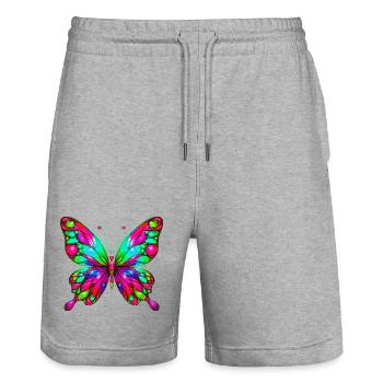 Papillon - Short de jogging bio TRAINER Stanley/Stella unisexe - gris chiné - Devant - Nik (191cm) & Marisol (170cm)