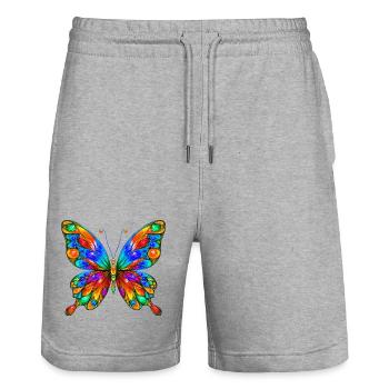 Schmetterling - Stanley/Stella Unisex Bio Joggingshorts Trainer  - Grau meliert - Vorne - Nik (191cm) & Marisol (170cm)