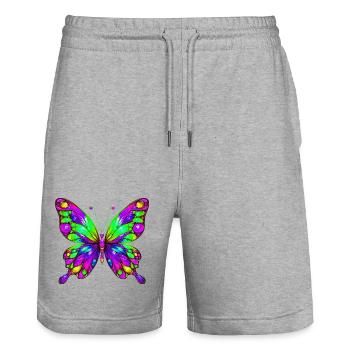 Papillon - Short de jogging bio TRAINER Stanley/Stella unisexe - gris chiné - Devant - Nik (191cm) & Marisol (170cm)