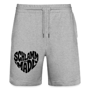 Schlamm Mädl  - Stanley/Stella Unisex Bio Joggingshorts Trainer  - Grau meliert - Vorne - Nik (191cm) & Marisol (170cm)