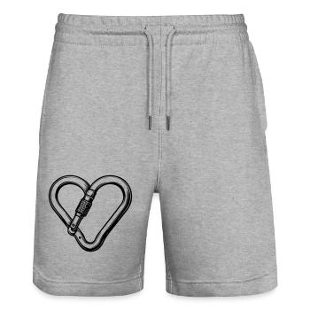 Herz Karabiner – Kletterliebe pur - Stanley/Stella Unisex Bio Joggingshorts Trainer  - Grau meliert - Vorne - Nik (191cm) & Marisol (170cm)