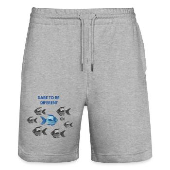 Dare to be different blue - Stanley/Stella Trainer Unisex Organic Jogging Shorts - heather grey - Front - Nik (191cm) & Marisol (170cm)