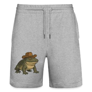 Amphibien préhistorique dessin animé Texas Evolution - Short de jogging bio TRAINER Stanley/Stella unisexe - gris chiné - Devant - Nik (191cm) & Marisol (170cm)