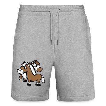 2 Horses Man Woman Lovers Friends Love Team - Stanley/Stella Trainer Unisex Organic Jogging Shorts - heather grey - Front - Nik (191cm) & Marisol (170cm)