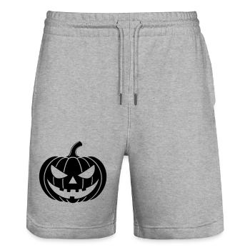 Kürbis Grusel Illustration - Stanley/Stella Unisex Bio Joggingshorts Trainer  - Grau meliert - Vorne - Nik (191cm) & Marisol (170cm)