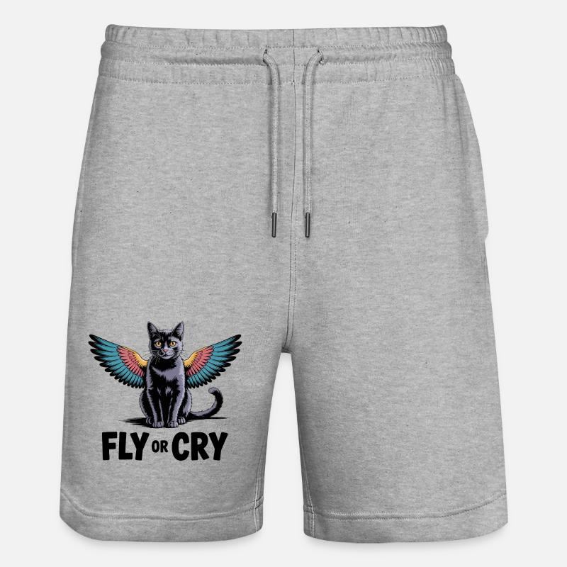 Chat qui vole ou pleure - Short de jogging bio TRAINER Stanley/Stella unisexe - gris chiné