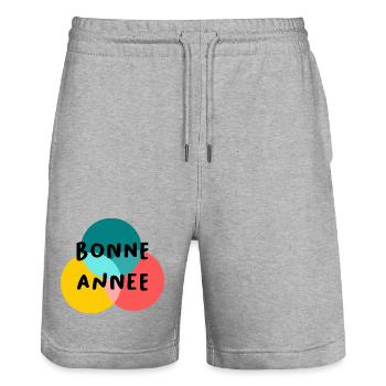 HAPPY NEW YEAR. NEW YEAR'S EVE. NEW YEAR - Stanley/Stella Trainer Unisex Organic Jogging Shorts - heather grey - Front - Nik (191cm) & Marisol (170cm)