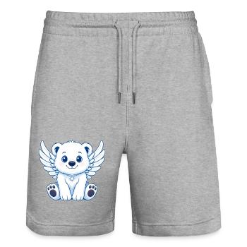 Cute Polar Bear Angel Cartoon with Wings Joy - Stanley/Stella Trainer Unisex Organic Jogging Shorts - heather grey - Front - Nik (191cm) & Marisol (170cm)