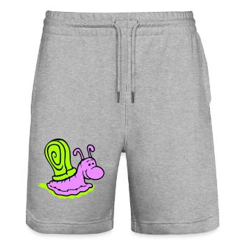 Schnecke Schleimspur niedlich süß glücklich Cool - Stanley/Stella Unisex Bio Joggingshorts Trainer  - Grau meliert - Vorne - Nik (191cm) & Marisol (170cm)