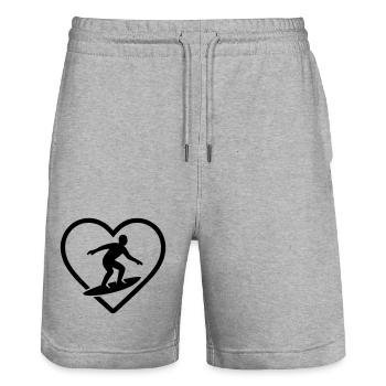 Surfing Heart - Stanley/Stella Trainer Unisex Organic Jogging Shorts - heather grey - Front - Nik (191cm) & Marisol (170cm)