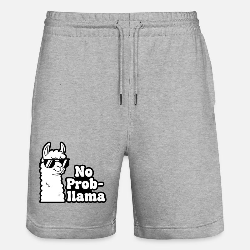 Impression contrastée No Prob Llama - Short de jogging bio TRAINER Stanley/Stella unisexe - gris chiné