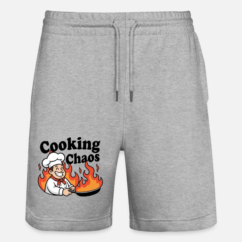 Dessin animé de chef enflammé - Short de jogging bio TRAINER Stanley/Stella unisexe - gris chiné