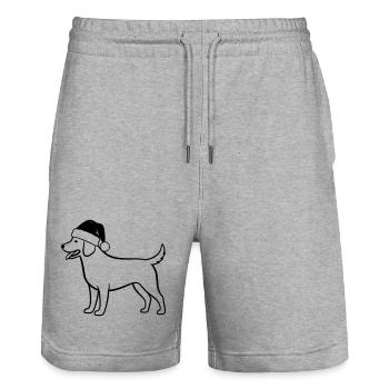 Illustration de dessin animé de chien de Noël - Short de jogging bio TRAINER Stanley/Stella unisexe - gris chiné - Devant - Nik (191cm) & Marisol (170cm)