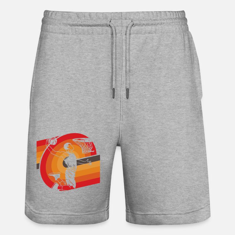 Basket-ball classique à l’ancienne design rétro - Short de jogging bio TRAINER Stanley/Stella unisexe - gris chiné