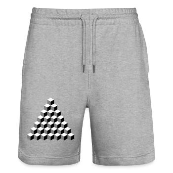 Isometric Cube Pyramid - Stanley/Stella Trainer Unisex Organic Jogging Shorts - heather grey - Front - Nik (191cm) & Marisol (170cm)