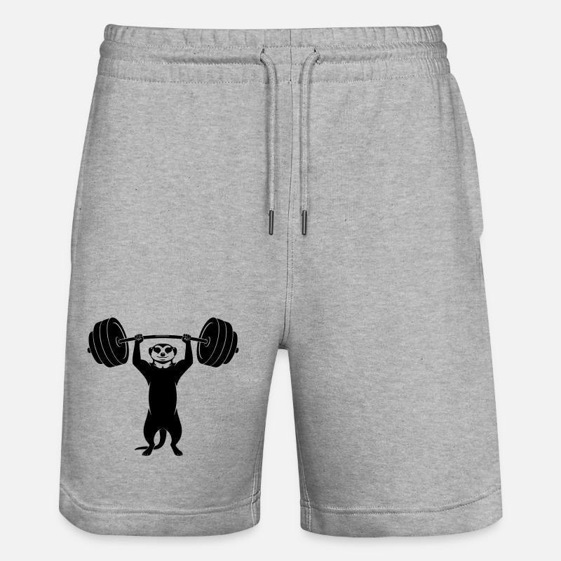 Un suricate puissant avec haltère - Short de jogging bio TRAINER Stanley/Stella unisexe - gris chiné