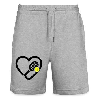 Tennis Herz Schläger Ball Sport Leidenschaft - Stanley/Stella Unisex Bio Joggingshorts Trainer  - Grau meliert - Vorne - Nik (191cm) & Marisol (170cm)