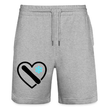 Snowboard Herz Berg Schnee Winter - Stanley/Stella Unisex Bio Joggingshorts Trainer  - Grau meliert - Vorne - Nik (191cm) & Marisol (170cm)