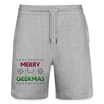 Merry Geekmas  - Short de jogging bio TRAINER Stanley/Stella unisexe - gris chiné - Devant - Nik (191cm) & Marisol (170cm)