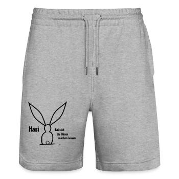 Making ears - Stanley/Stella Trainer Unisex Organic Jogging Shorts - heather grey - Front - Nik (191cm) & Marisol (170cm)