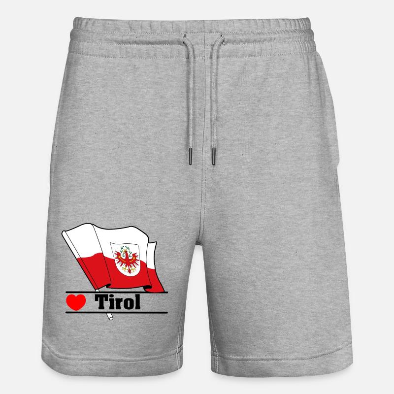 Drapeau du Tyrol avec cœur - Short de jogging bio TRAINER Stanley/Stella unisexe - gris chiné