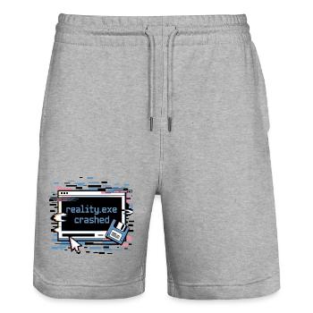 Reality.exe Crashed Retro Pixel Design - Stanley/Stella Unisex Bio Joggingshorts Trainer  - Grau meliert - Vorne - Nik (191cm) & Marisol (170cm)