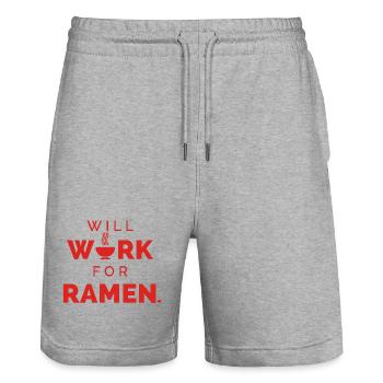 Ça marche pour le ramen – Drôle de prononcé alimentaire - Short de jogging bio TRAINER Stanley/Stella unisexe - gris chiné - Devant - Nik (191cm) & Marisol (170cm)