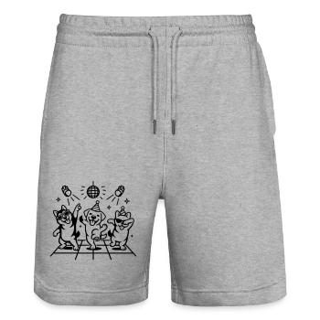 Tanzende Party Hunde Kinder Disco - Stanley/Stella Unisex Bio Joggingshorts Trainer  - Grau meliert - Vorne - Nik (191cm) & Marisol (170cm)