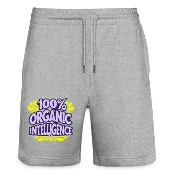 100% Organic Intelligence, Not an AI - Stanley/Stella Trainer Unisex Organic Jogging Shorts - heather grey - Front - Nik (191cm) & Marisol (170cm)