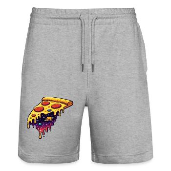 Kosmisches Pizzastück - Stanley/Stella Unisex Bio Joggingshorts Trainer  - Grau meliert - Vorne - Nik (191cm) & Marisol (170cm)