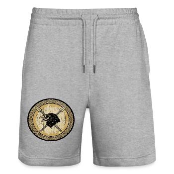 Wikinger Viking Legende Seemann Odin Rabe Kämpfer - Stanley/Stella Unisex Bio Joggingshorts Trainer  - Grau meliert - Vorne - Nik (191cm) & Marisol (170cm)