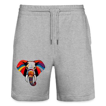 Bunter Elefantenkopf Kunst Pop Art Elefant Motiv - Stanley/Stella Unisex Bio Joggingshorts Trainer  - Grau meliert - Vorne - Nik (191cm) & Marisol (170cm)