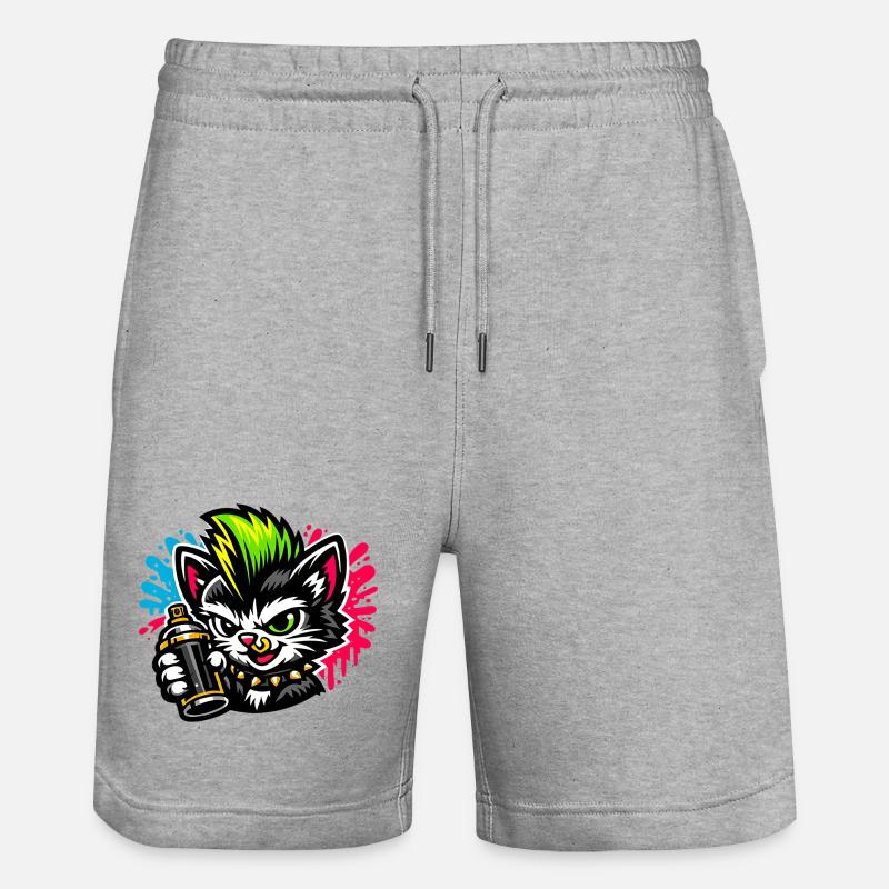 Graffiti Cat Spray Dot - Short de jogging bio TRAINER Stanley/Stella unisexe - gris chiné