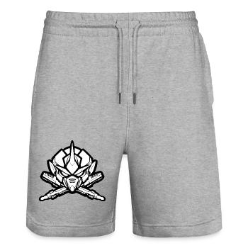 One Bulky Mech - Logo Head v2 - Stanley/Stella Trainer Unisex Organic Jogging Shorts - heather grey - Front - Nik (191cm) & Marisol (170cm)