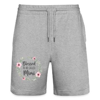 Happy To Be Grandma Grandma Gift - Stanley/Stella Trainer Unisex Organic Jogging Shorts - heather grey - Front - Nik (191cm) & Marisol (170cm)