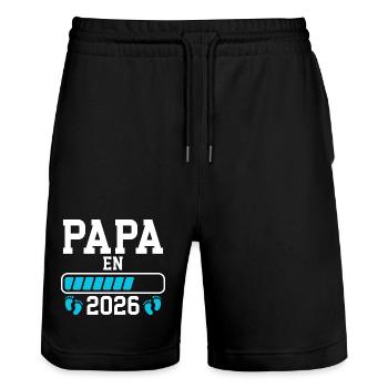 Future dad 2026 birth announcement - Stanley/Stella Trainer Unisex Organic Jogging Shorts - black - Front - Nik (191cm) & Marisol (170cm)