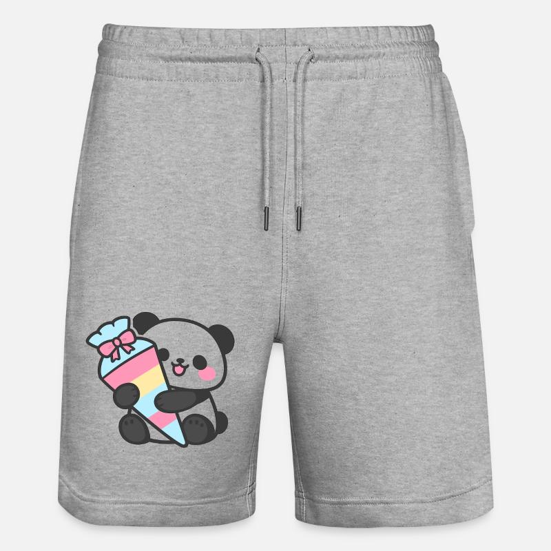 1. Klasse Panda Einschulung Geschenk 2026 - Stanley/Stella Unisex Bio Joggingshorts Trainer  - Grau meliert